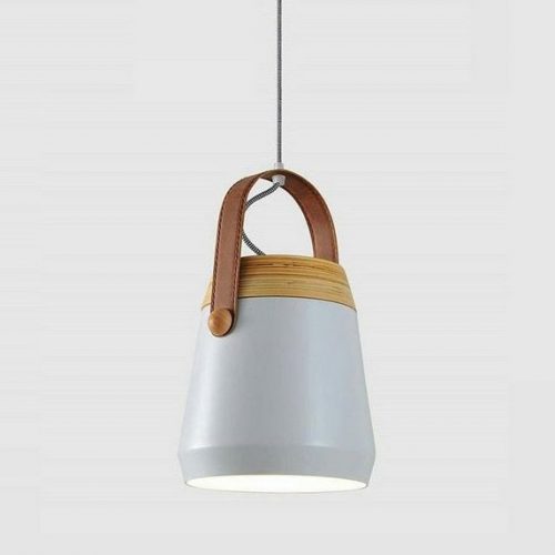 LC.MH.30467 - PENDENTE ALUMINIO PINTADO E COURO